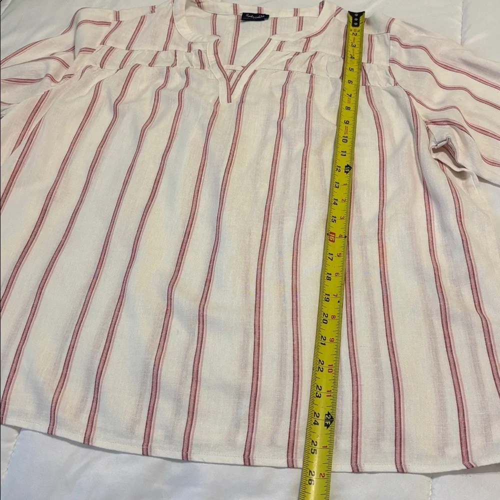 Splendid Cream Blouse with Rose Colored Stripes - Picture 3 of 5